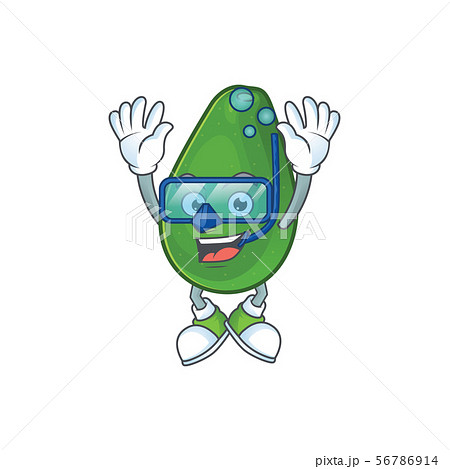 Diving cute avocado cartoon on white background Diving cute avocado cartoon on white background 56786914