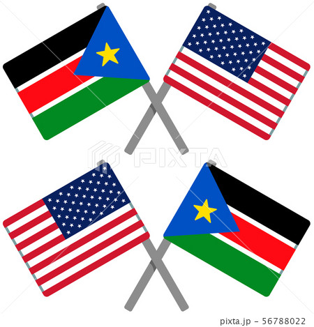 南スーダンとアメリカの旗