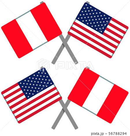 ペルーとアメリカの旗
