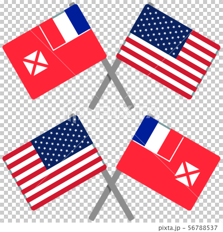 ウォリス フツナ諸島とアメリカの旗のイラスト素材