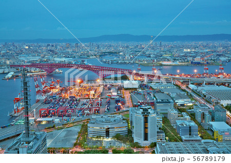 大阪府咲洲庁舎展望台からの大阪市内 夜景 大阪府大阪市住之江区南港北１の写真素材