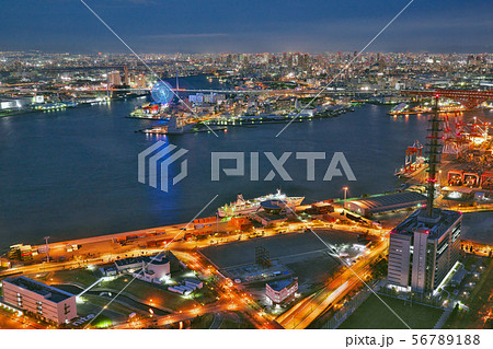 【大阪府咲洲庁舎展望台からの大阪市内 (夜景)】 大阪府大阪市住之江区南港北１ 56789188