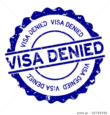 Grunge blue visa denied word round rubber seal 56789390