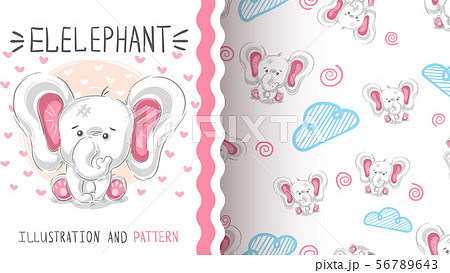 Cute teddy elephant - seamless pattern 56789643
