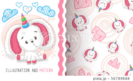 Rabbit, teddy unicorn - seamless pattern. 56789688