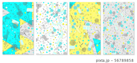 Set of memphis pattern. Pop art color background. 56789858