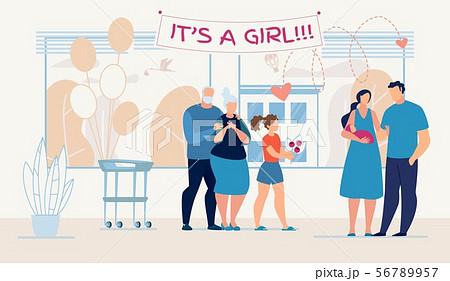 Relatives and Husband Greeting Mother with Newborn Relatives and Husband Greeting Mother with Newborn 56789957