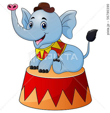 Circus elephant cartoon on the stage - Stock Illustration [56790390] - PIXTA