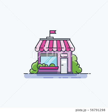 Market front facade, flat line icon. Market front facade, flat line icon. 56791298