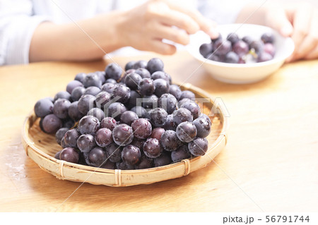 食卓のぶどうと女性 食卓のぶどうと女性 56791744