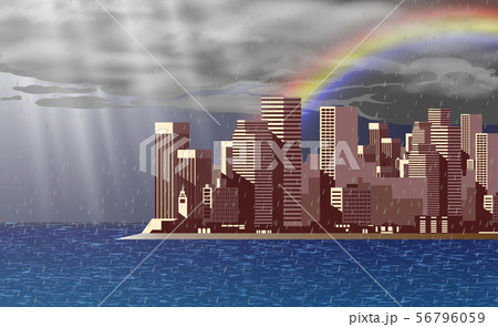 landscape of city in rain day 56796059