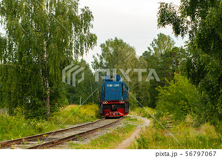 shunting locomotive on a railway line among the shunting locomotive on a railway line among the 56797067