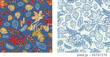 Autumn leaves seamless pattern with Rowan, maple 56797276
