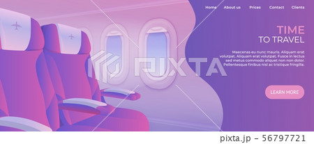 Time to travel landing page. View from airplane website. Vacation destinations web page 56797721