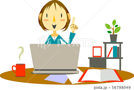 働き方改革 在宅ワーク 女性のイラスト素材