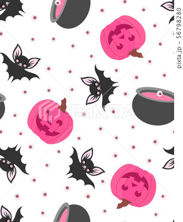 seamless cute pattern with pumpkin, bat and pot seamless cute pattern with pumpkin, bat and pot 56798280