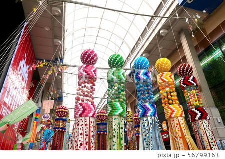 仙台七夕まつり 吹き流し 仙台市の写真素材 [56799163] - PIXTA