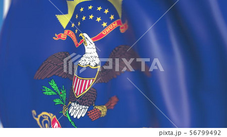 Waving flag of North Dakota. Close-up 3D rendering Waving flag of North Dakota. Close-up 3D rendering 56799492