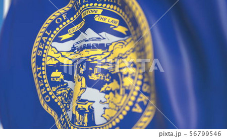 Waving flag of Nebraska. Close-up 3D rendering 56799546