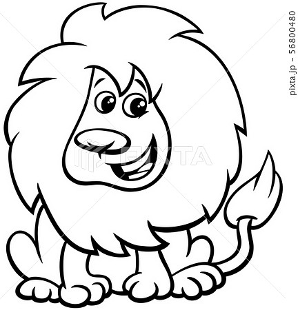 cute lion animal character cartoon color book - Stock Illustration  [56800480] - PIXTA