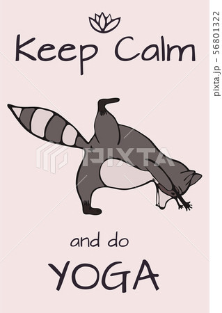 Hand Drawn Yoga Raccoon With Letteringのイラスト素材 Hand Drawn Yoga Raccoon With Letteringのイラスト素材