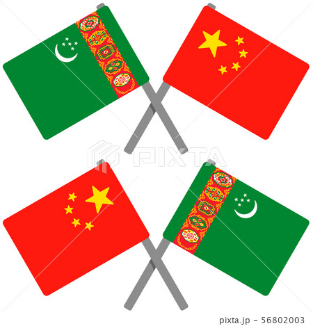 トルクメニスタンと中国の旗