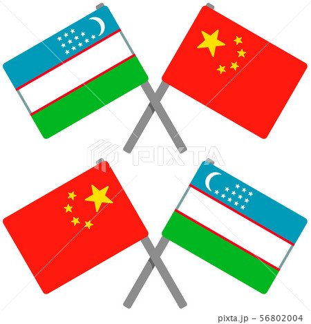 ウズベキスタンと中国の旗