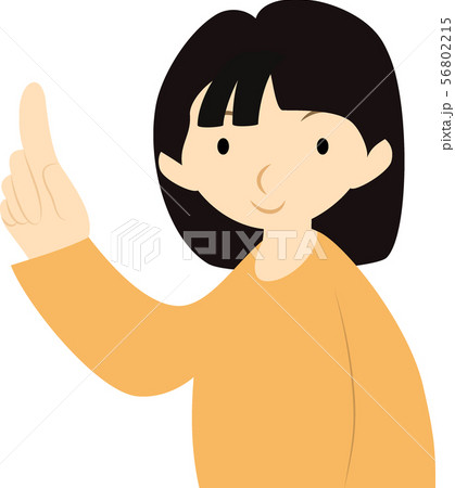 振り向いて指を指す女の子のイラスト素材