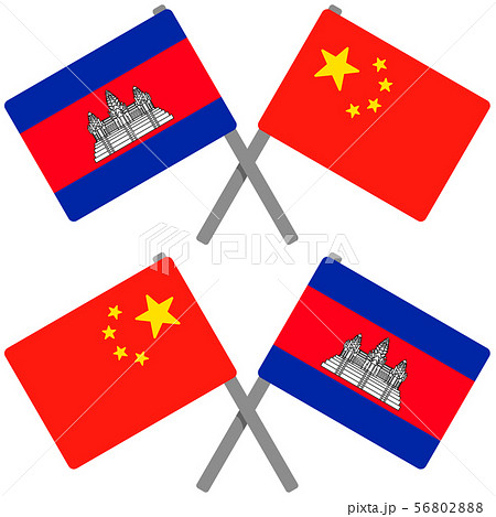 カンボジアと中国の旗