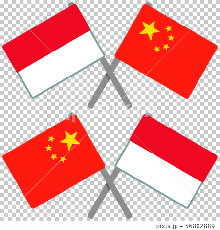 インドネシアと中国の旗 56802889