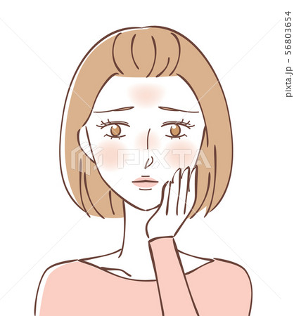 女性 肌の赤みのイラスト素材