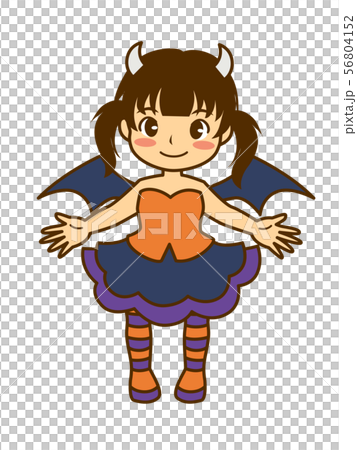 ハロウィン仮装 悪魔 女の子のイラスト素材