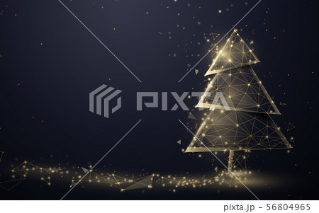 Gold christmas tree and Sparkling lights garland 56804965