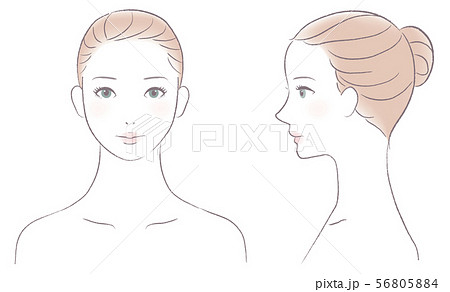 女性 正面 横顔セット2のイラスト素材