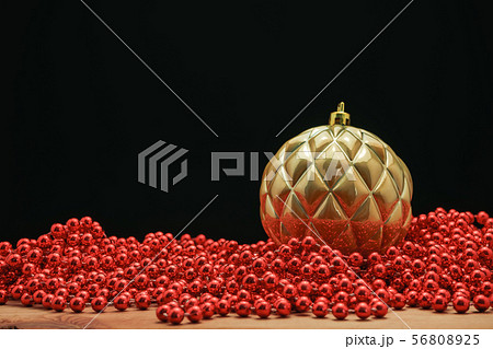 Beautiful Christmas baubles and beads close up  on 56808925