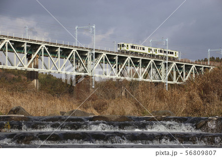 黒川鉄橋を渡る東北本線キハ110（黒磯⇔新白河） 56809807