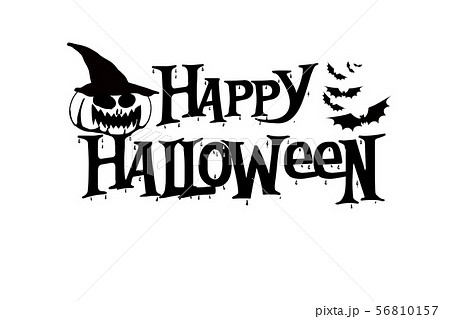 Happy Halloween lettering with pumpkin and bat  56810157