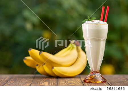 milkshake in glass with natural background 56811636