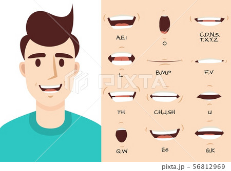 Mouth animation. Male talking mouths lips for cartoon character animation and english pronunciation 56812969