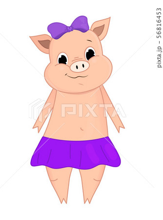 Vector illustration of Cute pig cartoon. Doodle, hand-drawn. Cartoon. 56816453