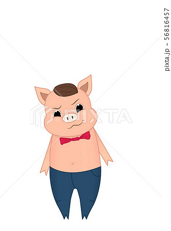 Vector illustration of Cute pig cartoon. Doodle, hand-drawn. Cartoon. 56816457