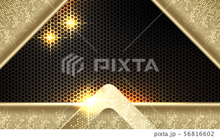Geometric dark mesh background with a gold frame, arrow and glitter 56816602