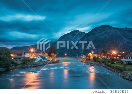 Eidfjord, Hordaland County, Hardanger Region, Hardangerfjord, Norway. Scenic View Of Eio River In 56816812