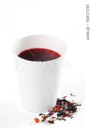Tea in a paper cup on a white background Tea in a paper cup on a white background 56817193