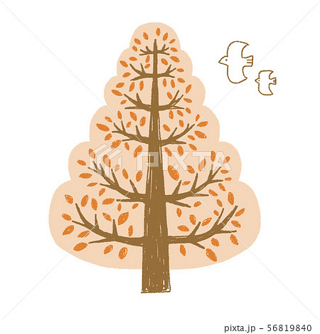 手描きの木 秋のイラスト素材