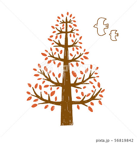 手描きの木 紅葉のイラスト素材