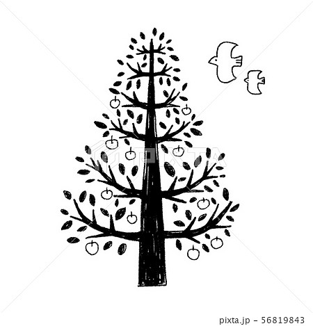 Fruit Tree Monochrome Stock Illustration