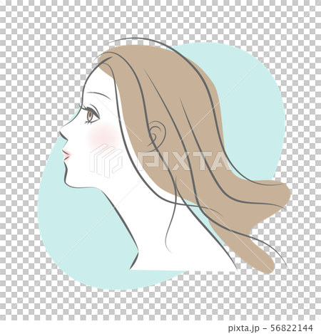 ロングヘアの女性の横顔のイラスト素材