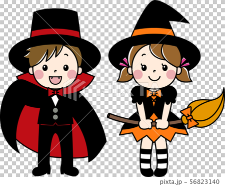 Boy and girl dressed up for Halloween Boy and girl dressed up for Halloween 56823140