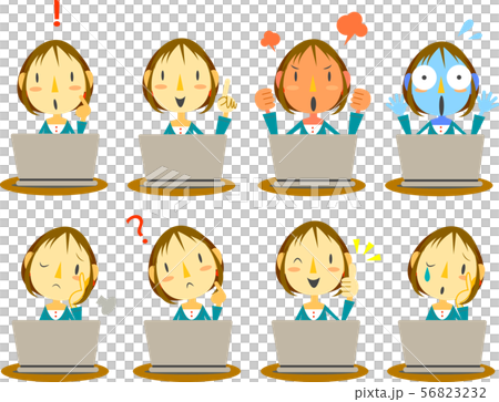 Female personal computer reaction set - Stock Illustration [56823232 ...